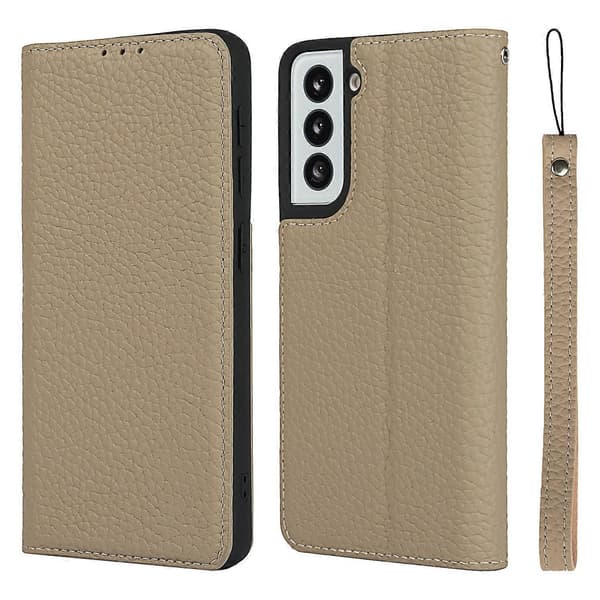 Til Samsung Galaxy S21 5G Litchi læder telefoncover (sort)