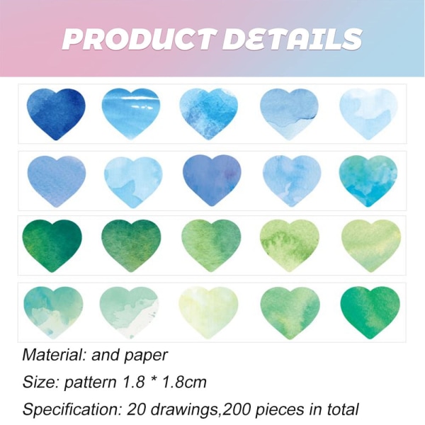 400 stk hjerteklistermærker Valentines kærlighed dekorative klistermærker