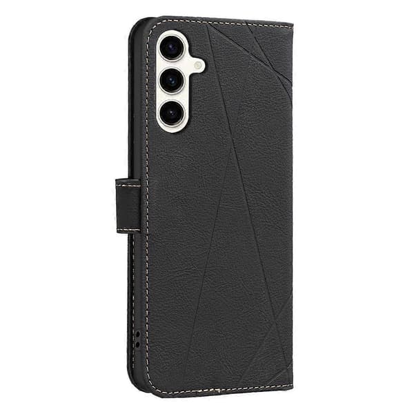 Geometriskt mönster RFID Läder Telefonfodral (Svart, För Samsung Galaxy S23 FE 5G)
