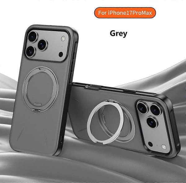 iPhone 17 Pro Max Magnetisk Cover Kickstand TPU PC Telefon Bagcover (Grå)