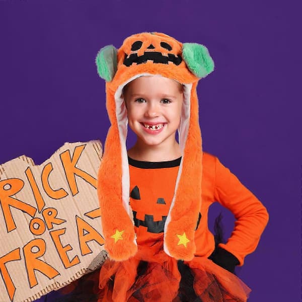 Halloweenhatt Orange för fest Huvudbonad Öronrörlig hatt A