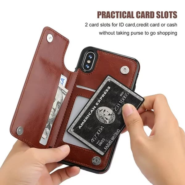IPhone Xs IPhone X Pung Etui med Kortholder, Dobbelt Magnetisk Lås