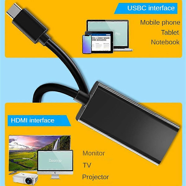 Til telefon Android Type C til HDMI USB 3.1 kabeladapter 4K HD TV-videokonverter