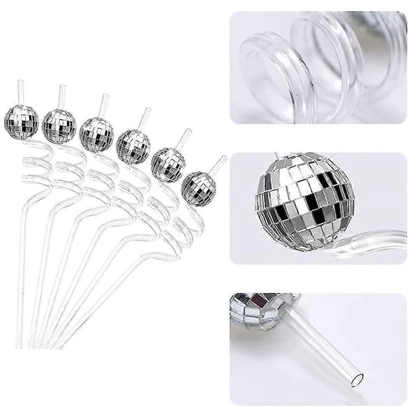 12 st Bar Spegelyta Partydekor 70-tals Retro Discoboll Sugrör Presenter Återanvändbara A