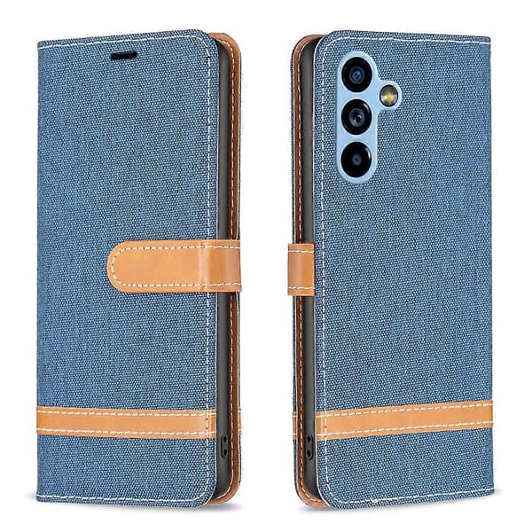 För Samsung Galaxy A54 5G Färgblock Denim Textur Läder Telefonfodral