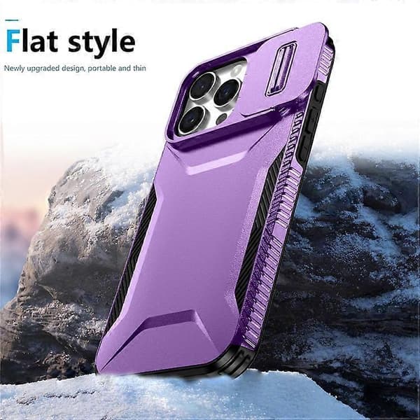Kompatibel med iPhone 16 Pro Max fodral Camshield TPU+PC telefonfodral Halkfri sidokant A