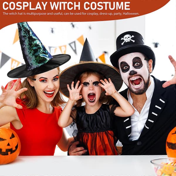 Halloween Heksehat Paillet Heksehat til Festdekoration A