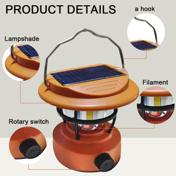 Solar LED Camping Lantern, Bright Portable Survival