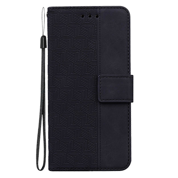 Til Xiaomi Redmi Note 8T Geometrisk præget lædertelefonetui Sort