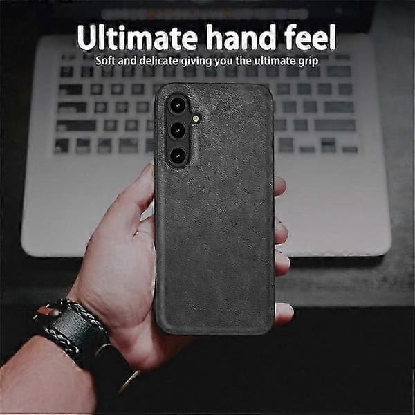 Retro læderbelagt PC+TPU telefoncover til Galaxy A36 5G Sort