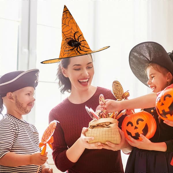 Halloween heksehatte nye kasketter til Halloween-kostume, sæt med 5 stk. assorterede farver A