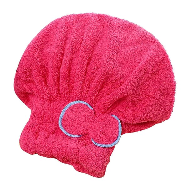 Hårhåndklæde-wrap til kvinder, hurtigtørrende mikrofiber-turban, koralfleece-kappe til langt tykt hår, hot pink A
