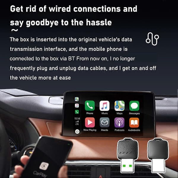 2-i-1 trådløs Android Auto-adapter Plug and Play-dongle for SUV Sedan-bil Rask stabil CarPlay-tilkobling A