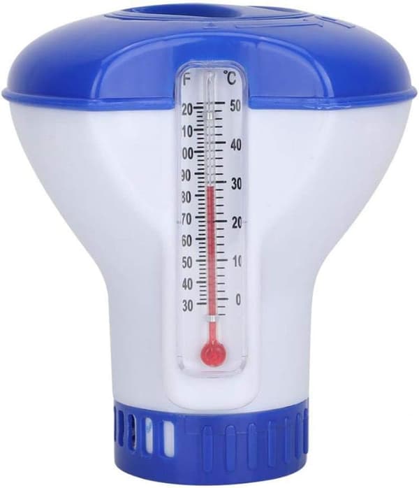 Flytande Pool Dispenser, Pool Klor Dispenser med Termometer, Automatisk Klor Dispenser för Alla och Pooler