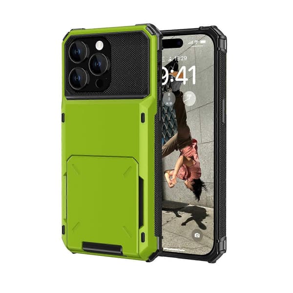 Fodral för iPhone 13 Mini Grön Flip Kortplats Två-i-ett Droppsäker No7693