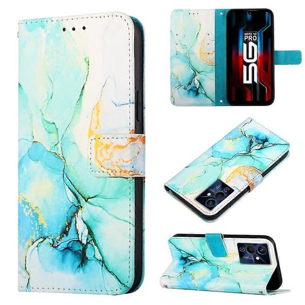 För Infinix Note 12 Pro 5G PT003 Marmormönster Flip Läder Telefonfodral