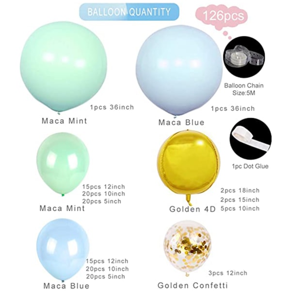 Grøn ballonbue guirlande sæt - Macaron latex balloner, til