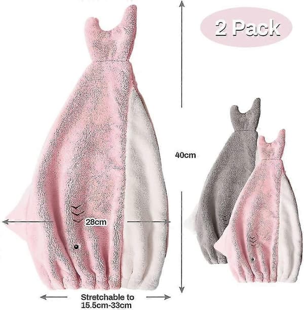 2-pack mikrofiberhandduk för hårtorkning, superabsorberande söt broderad korallfleece för vått hår A