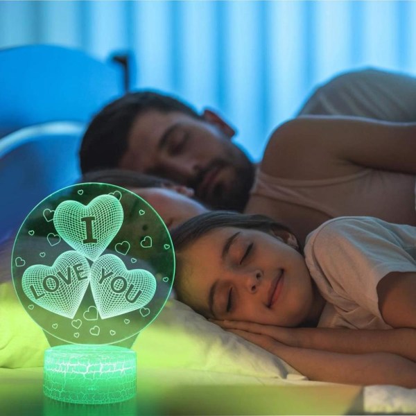 3D-illusionslampor, LED, 7 färger touch switch-växlande natt,