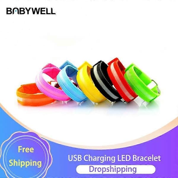 1 stk LED-lysarmbånd USB-lading LED-lysende nattløpearmbånd for voksne