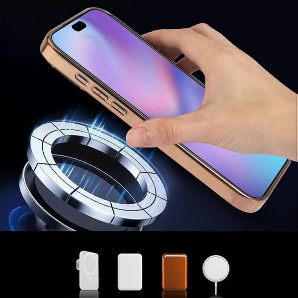 För iPhone 17 Pro Magnetiskt Mobilskal Glitter Elektropläterad TPU-ram PC-baksida
