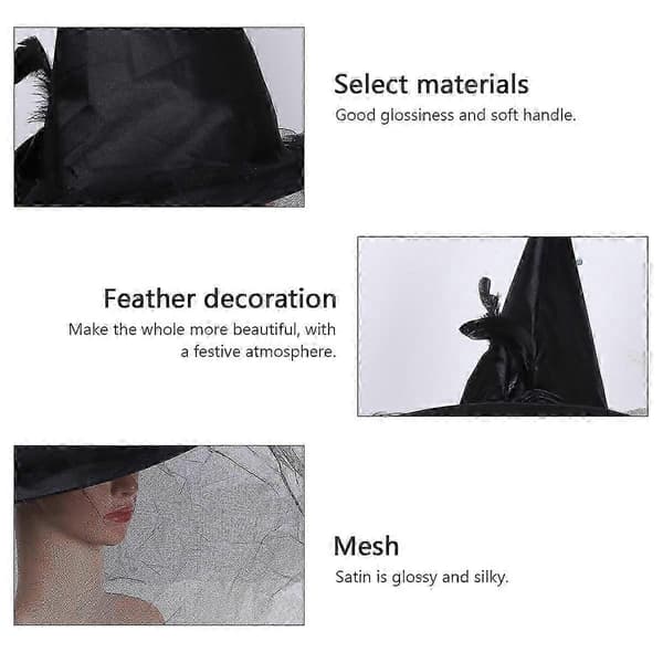 1 stk. Halloween nyhed heksegazehatte til festlige rekvisitter A