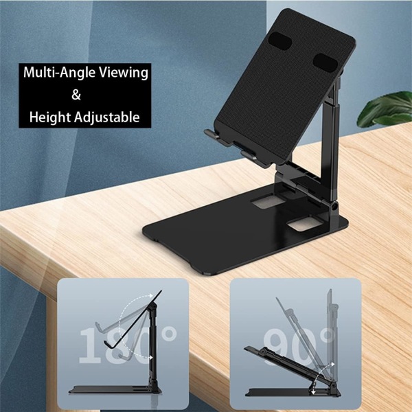 Dobbelt-rørs aluminium solid skrivebords tablet computer pad stativ metal stativ base, 4 -13 tommer