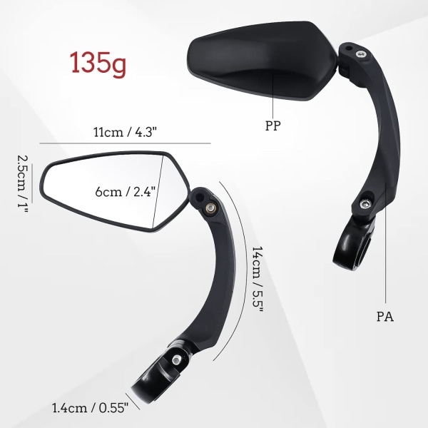 Cykelbackspegel, Elektrisk skoterbackspegel 360° justering, Akryl elcykelbackspegel, Hd-spegel för styre från