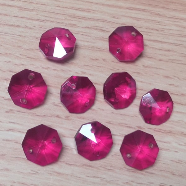 14mm 200 kpl Kristalli Oktagon Helmiä 2 Reikää DIY Häät ja Koti