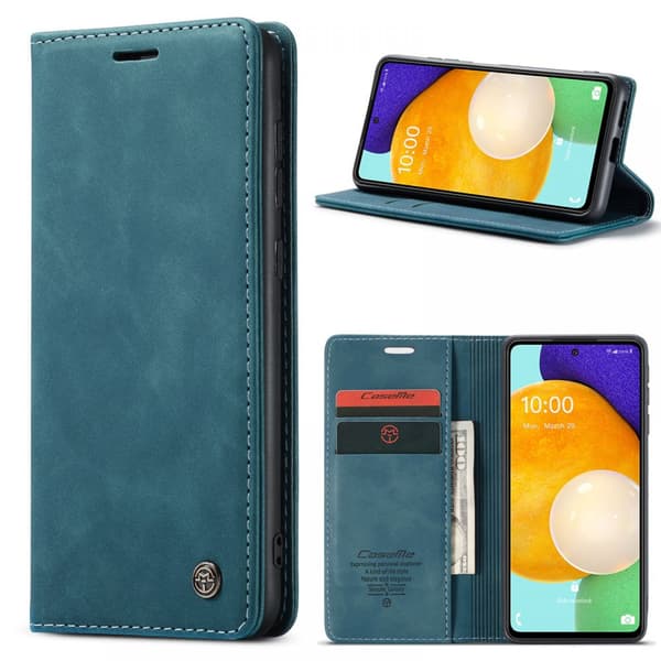 Mobiltelefonfodral för Samsung Galaxy S23 premium läder vikbart flipfodral