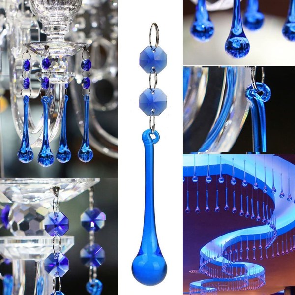 10 st Crystal Raindrop med Octagon Beads Ljuskrona Prismor