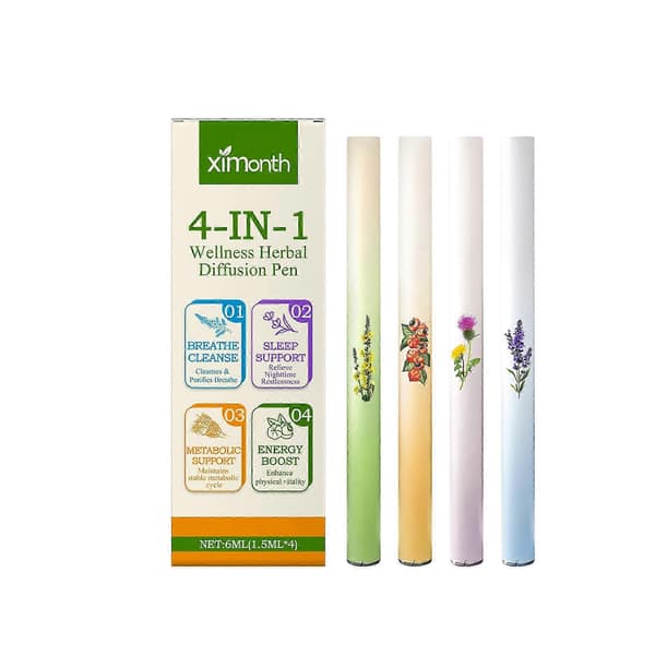 4-i-1 Naturlig Örtenergibar – Stöder Djup Sömn, Lungrengöring & Leverhälsa – 4-pack A