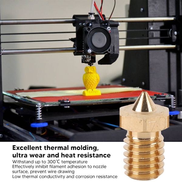 5 st 3D-skrivarmunstycke 0,4 mm spets Hög flöde för 1,75 mm filament Mässing utskriftshuvuddelar Tillbehör