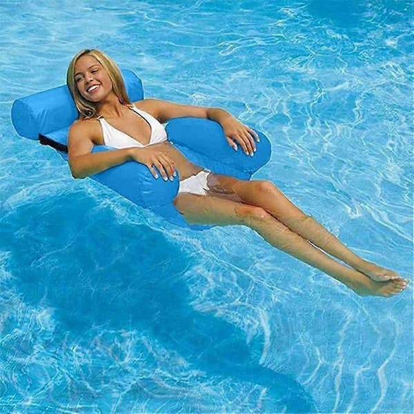 Pool Float Stol, Oppustelig Pool til Voksne, Sammenklappelig Bærbar Flydesæde, Pool Party Sommer Vand Sjov Gul A