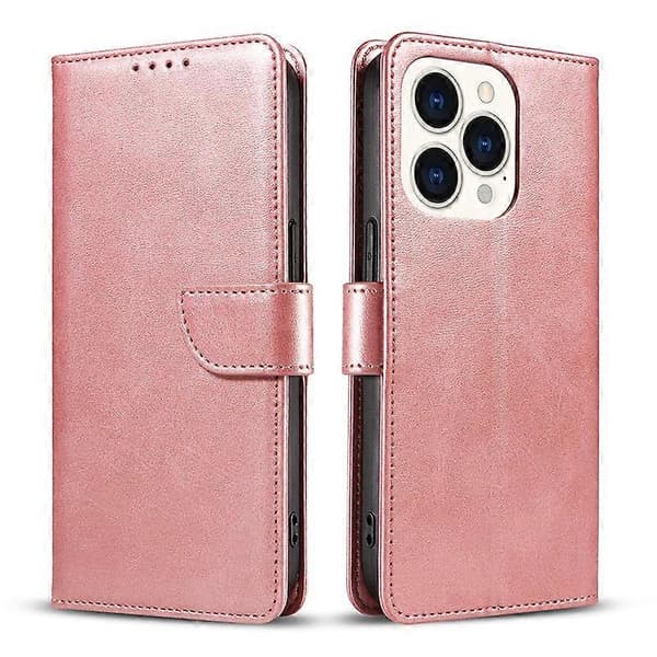 Etui til iPhone 13 Mini Pink Læder Kalvemønster Flip Magnetisk No8068 A