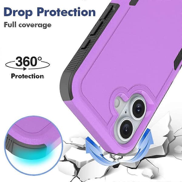 For iPhone 16-deksel 2-i-1 PC+TPU Støtsikkert telefondeksel