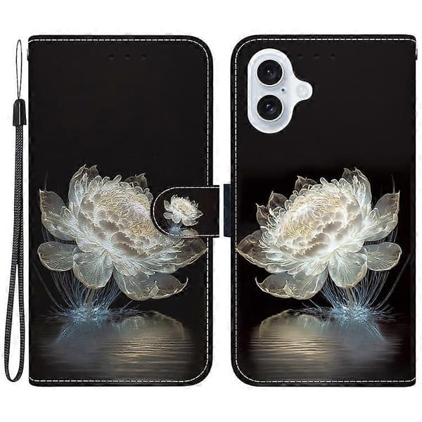 Kompatibel med iPhone 16 Plus Plånboksfodral Mönstertryck Läder Telefonfodral Kristall