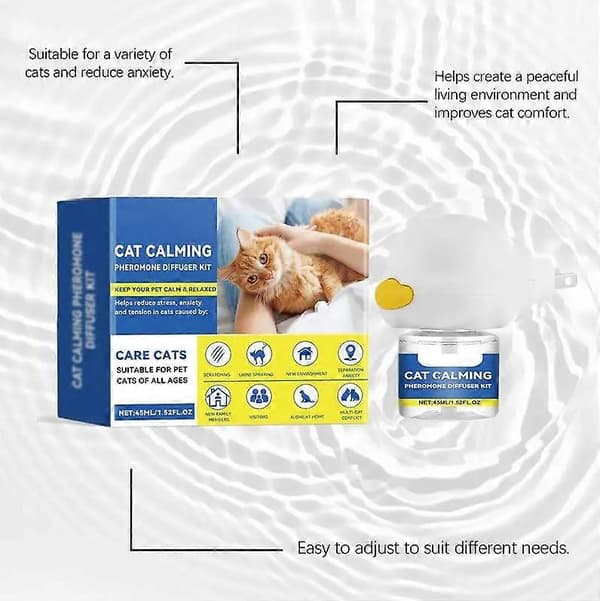 Kæledyrsferomoner Beroligende Diffuser 45ml Genopfyldning Beroligende Diffuser Langvarig Feromon Plug-in Afslappende Beroligende Hjem Kat (1 stk)