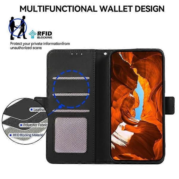 ABEEL Kompatibel med iPhone 13 Pro Max Cover PU Læder RFID Stand Folio Telefoncover A