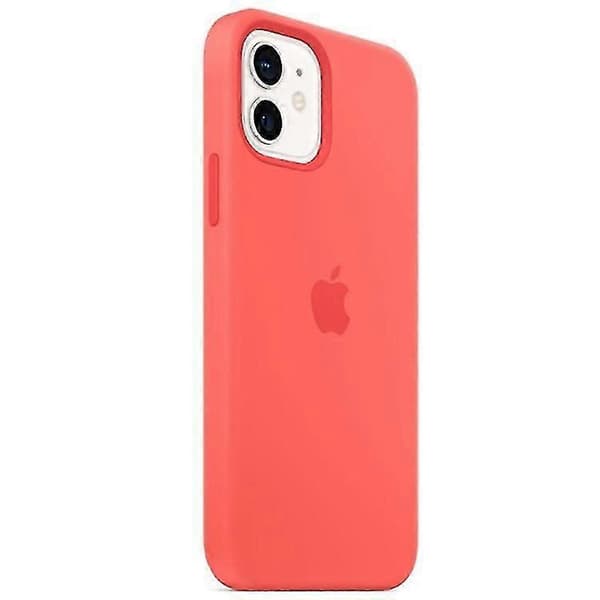 Silikonecover med MagSafe til iPhone 12 Pro og 12 etui 1:1 skala induktions-popover-design (lyserød)