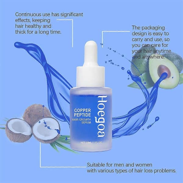 Blått kopparpeptidserum för hårväxtbehandlingar för skadat hår, stärkande produkter, förebygger håravfall (4 st)