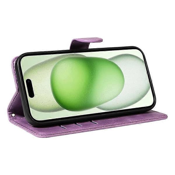 Kompatibel med iPhone 15 Fodral PU Läder Plånbok Flip Folio Telefonfodral T-formade Linjer A