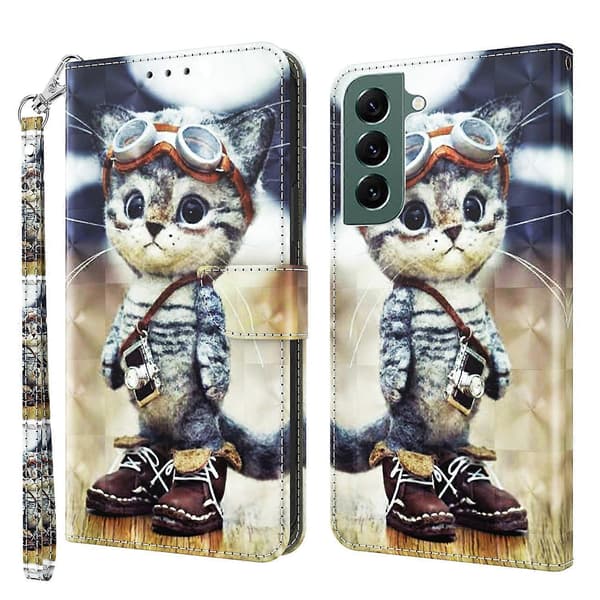För Samsung Galaxy S22 5G 3D Målat Läderfodral