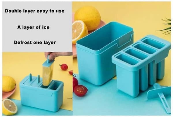 Fryse isform, isform, 4 forme, mini isform frisk frugt isfrosne puréforme, iscremeblå-god A