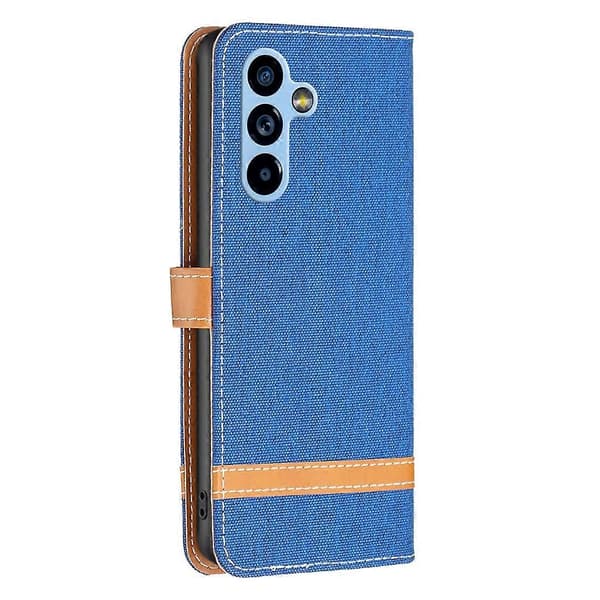 Til Samsung Galaxy A54 5G Farveblok Denim Tekstur Læder Telefoncover