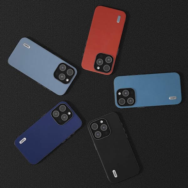 ABEEL För iPhone 15 Pro Anti-Scratch Telefonfodral Texturerat PU-läder+TPU Telefonfodral A