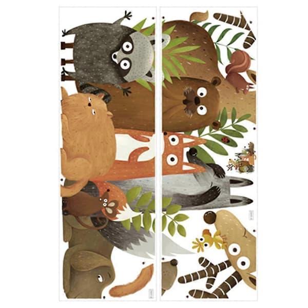 Väggdekaler för barnrum Tecknad skogsdjurstema Självhäftande 90x84CM 1Set A