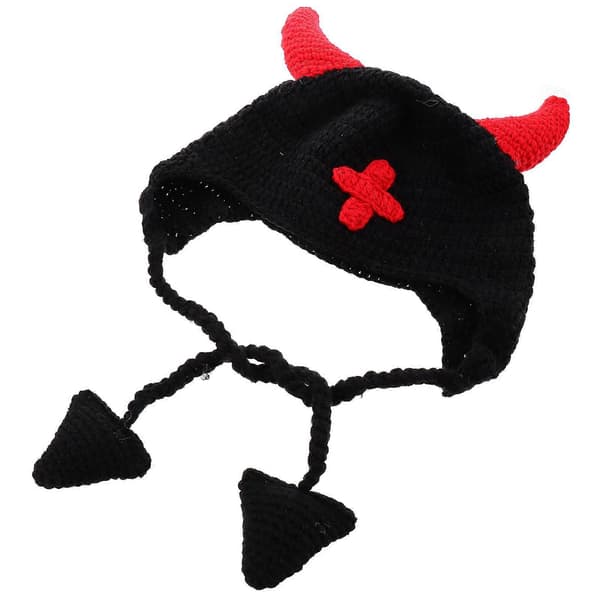 Strikket Halloween-hat med øreklapper til sjov, 1 stk. A