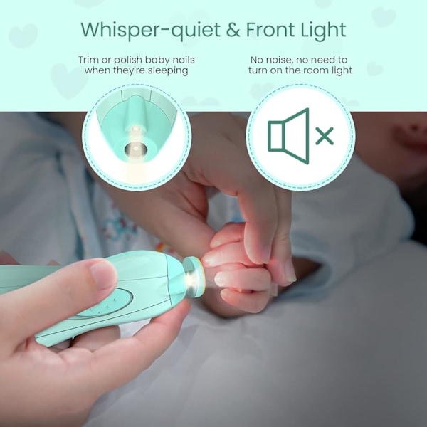 Elektrisk nagelklippare för baby, ergonomisk design för tyst drift och effektiv nagelpolering, säker nagelfil för baby med justerbara inställningar