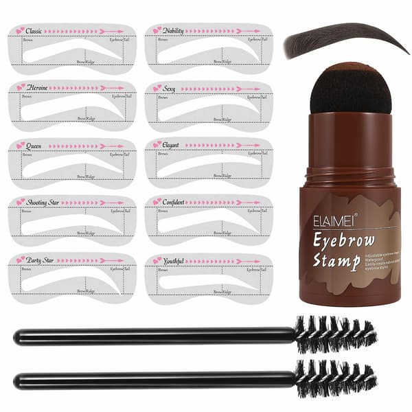 Perfect Brows Stencil & Stamp Kit med 2 borstar Ett steg långvarigt formningskit Vattentätt A
